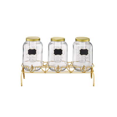 Ensemble de distributeur de boissons en verre rétro avec support - 3 pièces 2 gallons pour les fêtes et les mariages
