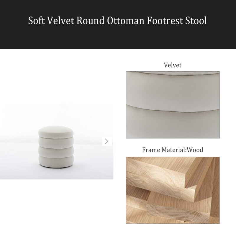Repose-pieds Soft, Velours ivoire