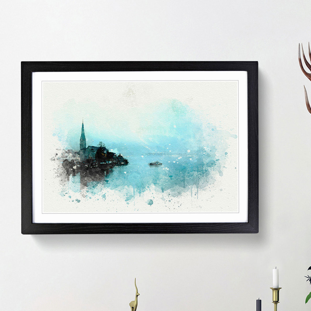 Boat in Hallstatt Austria in Abstract - Picture Frame Graphic Art Print