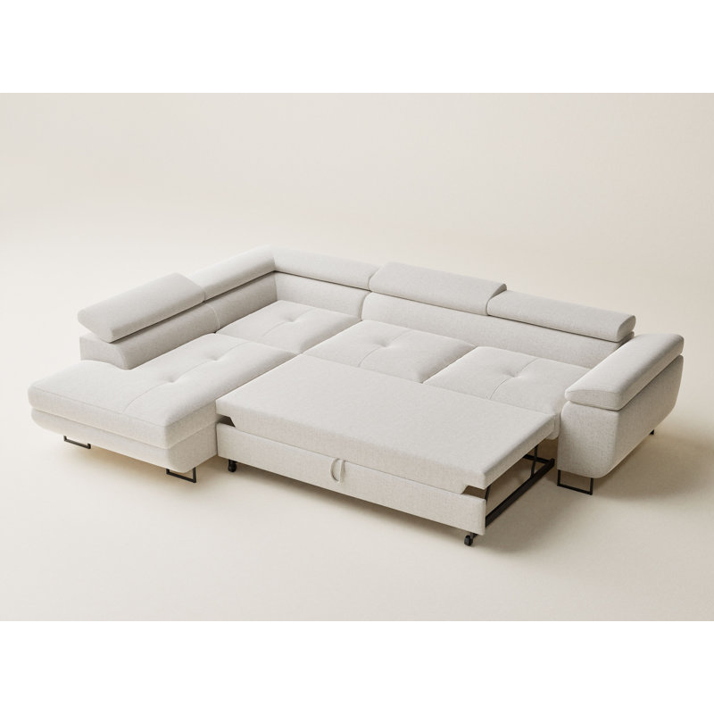 4 Seater Reclining Corner Sofa , Light beige Polyester, Left Hand Facing
