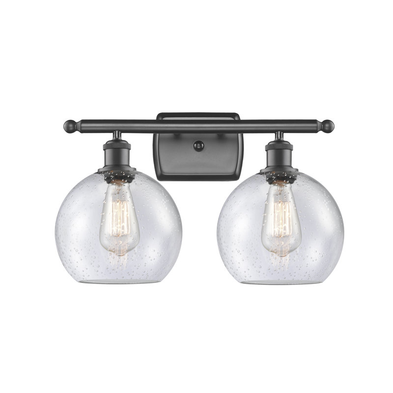 Éclairage de salle de bain à intensité variable à 2 lumières Baptista, Ampoule incandescente rétro 60 watts, Bronze profond