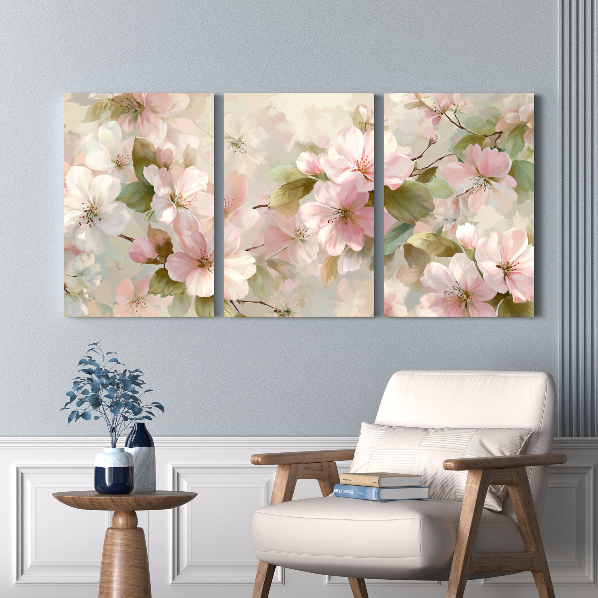 Winston Porter Cherry Blossom Floral Pattern Canvas Wrapped Wall Art ...
