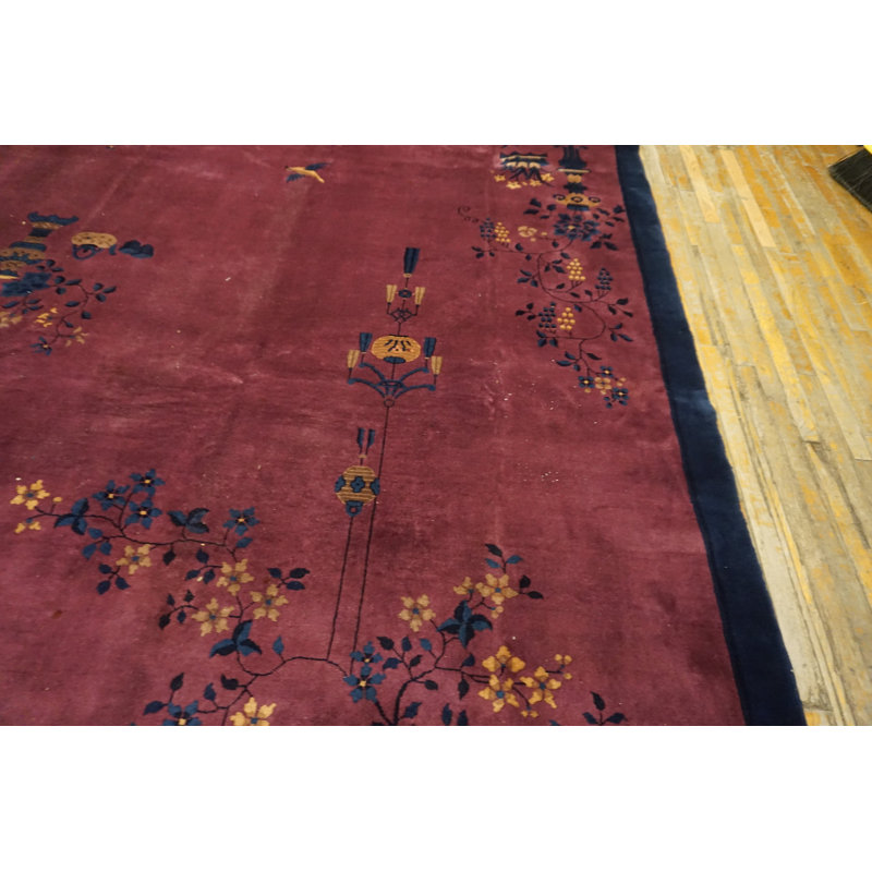 Wool Chinese - Art Deco Knotted Antique Rectangle Room Size 1920s Rug
