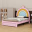 Lit tapissier pour enfants arc-en-ciel: cadre en velours princesse, tiroir de rangement (coloré et rose, aucun sommier requis)-118036916