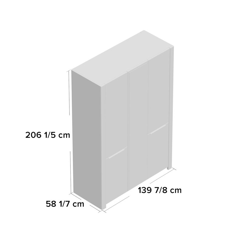 Desjo 3-Door Mirrored Wardrobe, No Lights