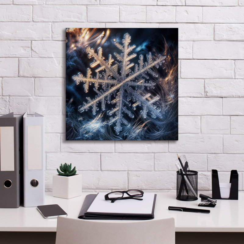 «Snowflake 1» par Rey Klimt, art mural sur toile, H 18 po x l 18 po
