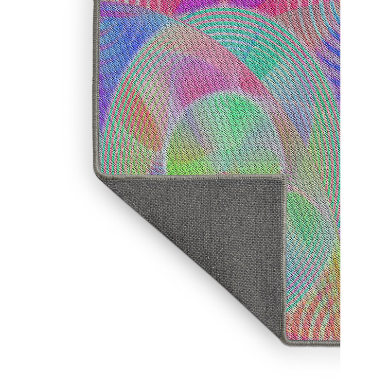 Tapis vert/mauve/bleu à tissage électrique, Rectangle 8 pi x 10 pi
