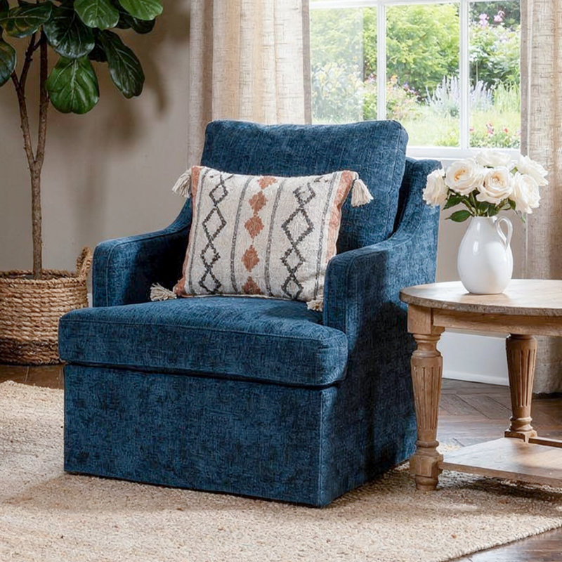 Fauteuil pivotant rembourré en chenille, Bleu très foncé