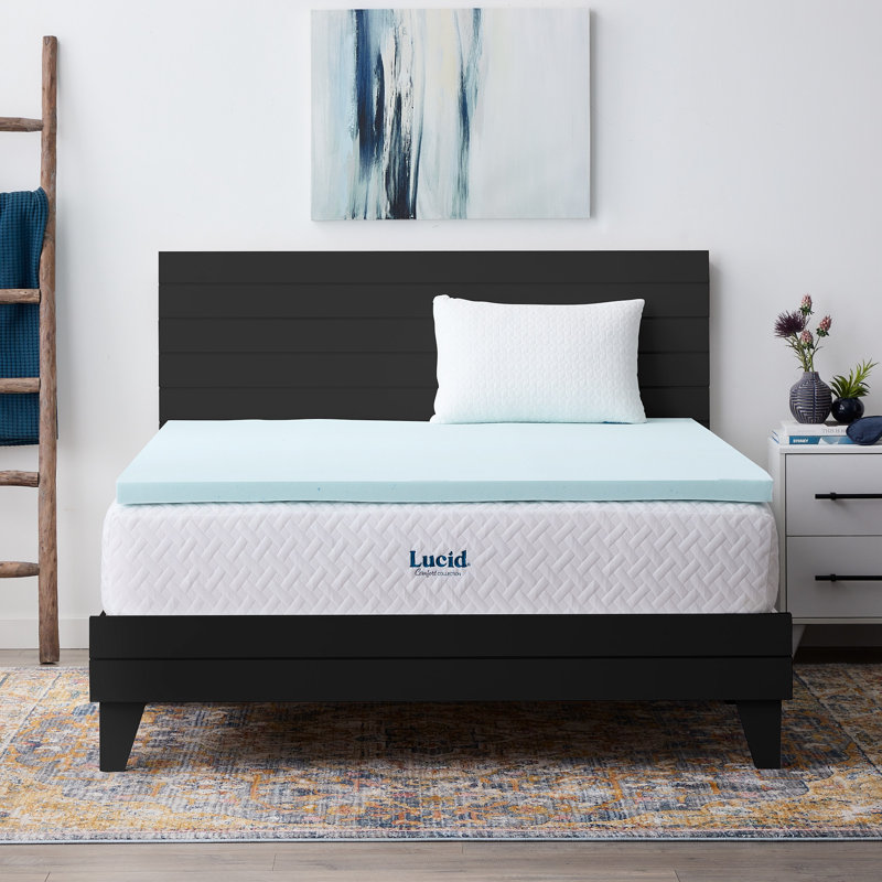 Lucid 3" Gel and Aloe Infused Memory Foam Mattress Topper - Queen, 3 inch, Queen