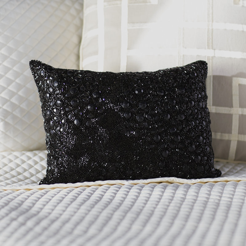 Luminescence Sequined Throw Pillow, 10" H x 14" W, Red