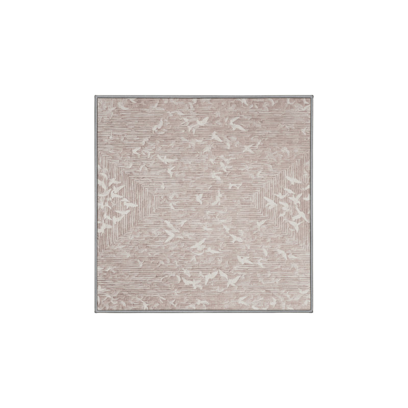 Machine Washable Gray Area Rug, Square 3'