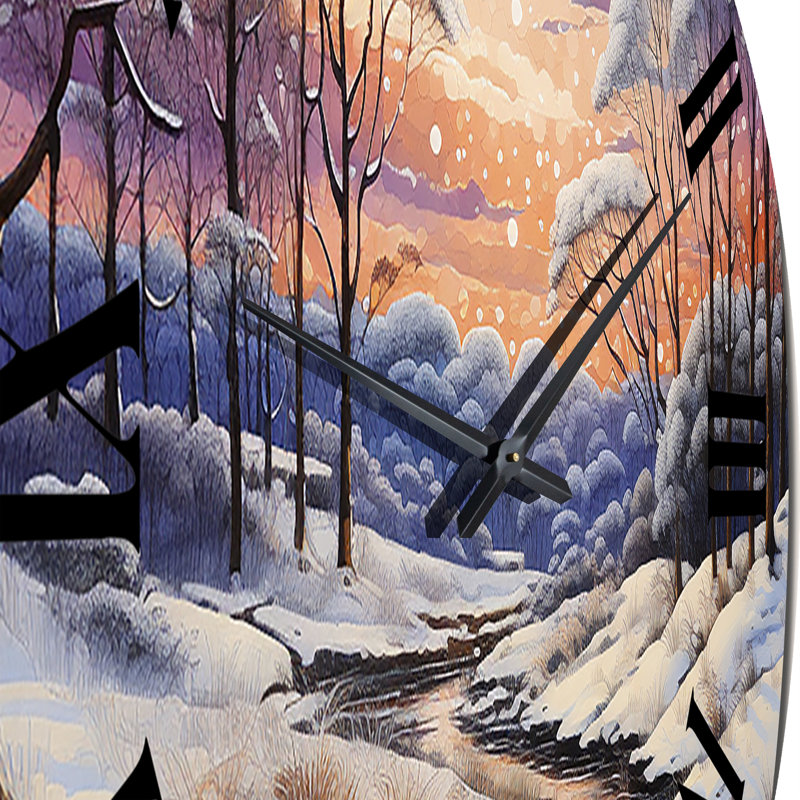 Horloge murale Winter River At Night II, Petit