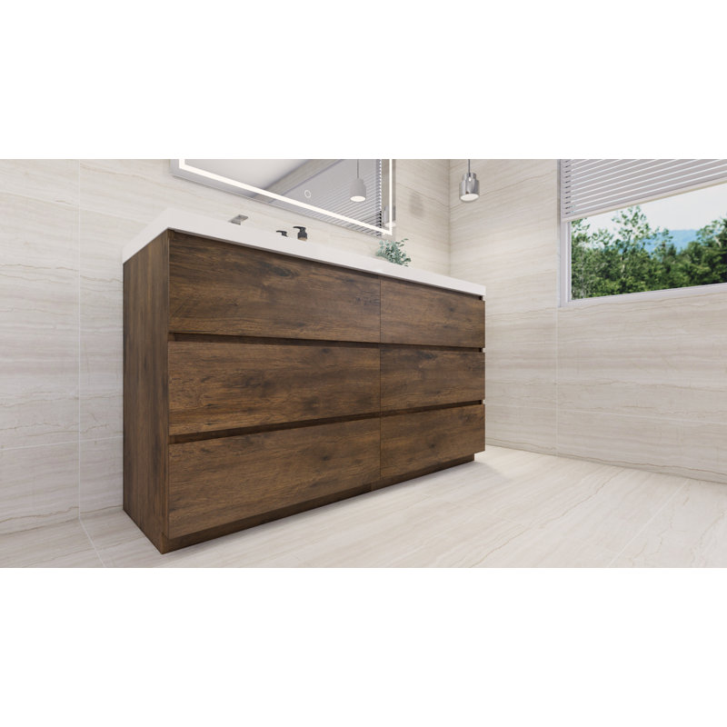 Ensemble de meuble-lavabo simple 60 po Hardy, Bois de rose