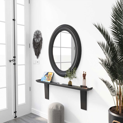 Black Wooden Floating Console Shelf