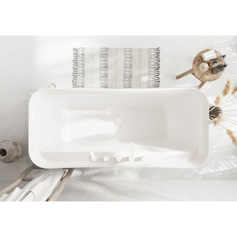 Dezra 66.94'' x 30.75'' Soaking Bathtub, Polished White