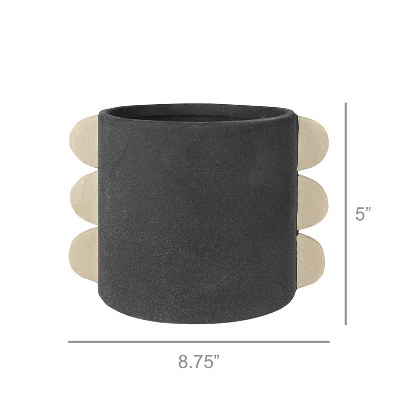 Aralia Ceramic Cachepot, 5" H x 8.75" W x 6.75" D
