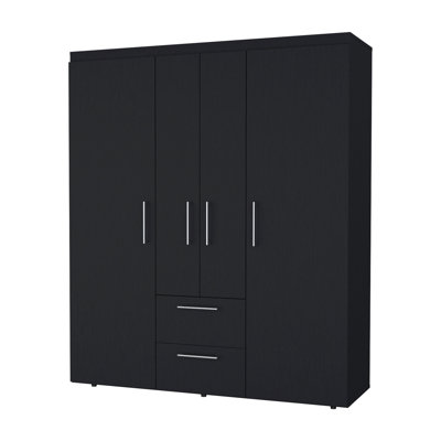 Black All-In-One 2-Door Armoire