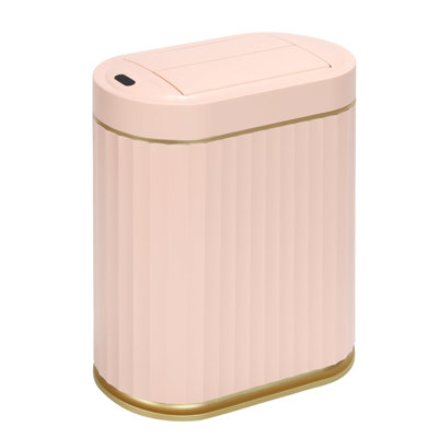 Poubelle de salle de bain avec couvercle Butterfly 2 gallons, poubelle imperméable, poubelle mince automatique, cuisine de salle de bain (or noir)