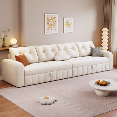 Canapé-lit modulaire en similicuir blanc crème