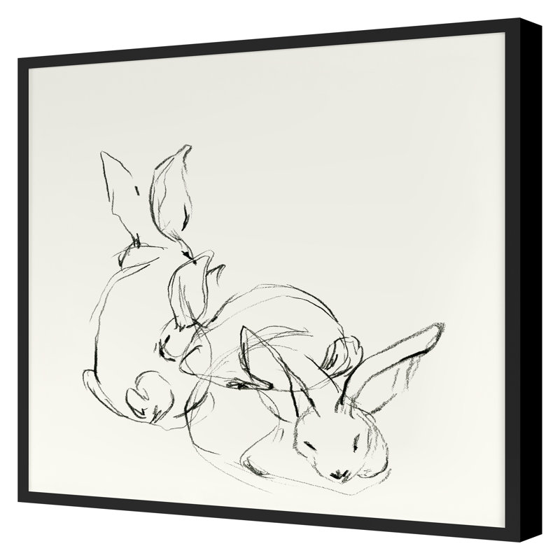Bunny Group 2 Print by Katie Todaro, 20" H x 20" W, Black Framed