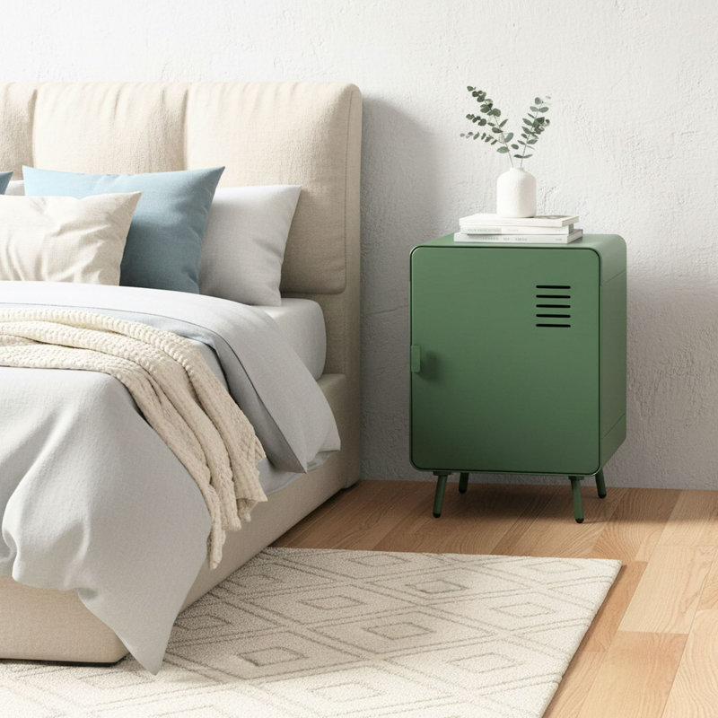 Armoire de rangement en métal avec porte et tablette réglable pour petits espaces, vert, Vert Amry