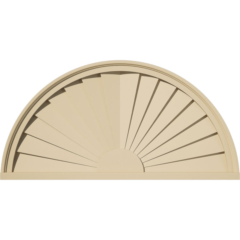 Demi-rond signature fronton en uréthane, brun clair apprêté, 34 po x 17 po x 2 po, Aucune, Rayons de soleil