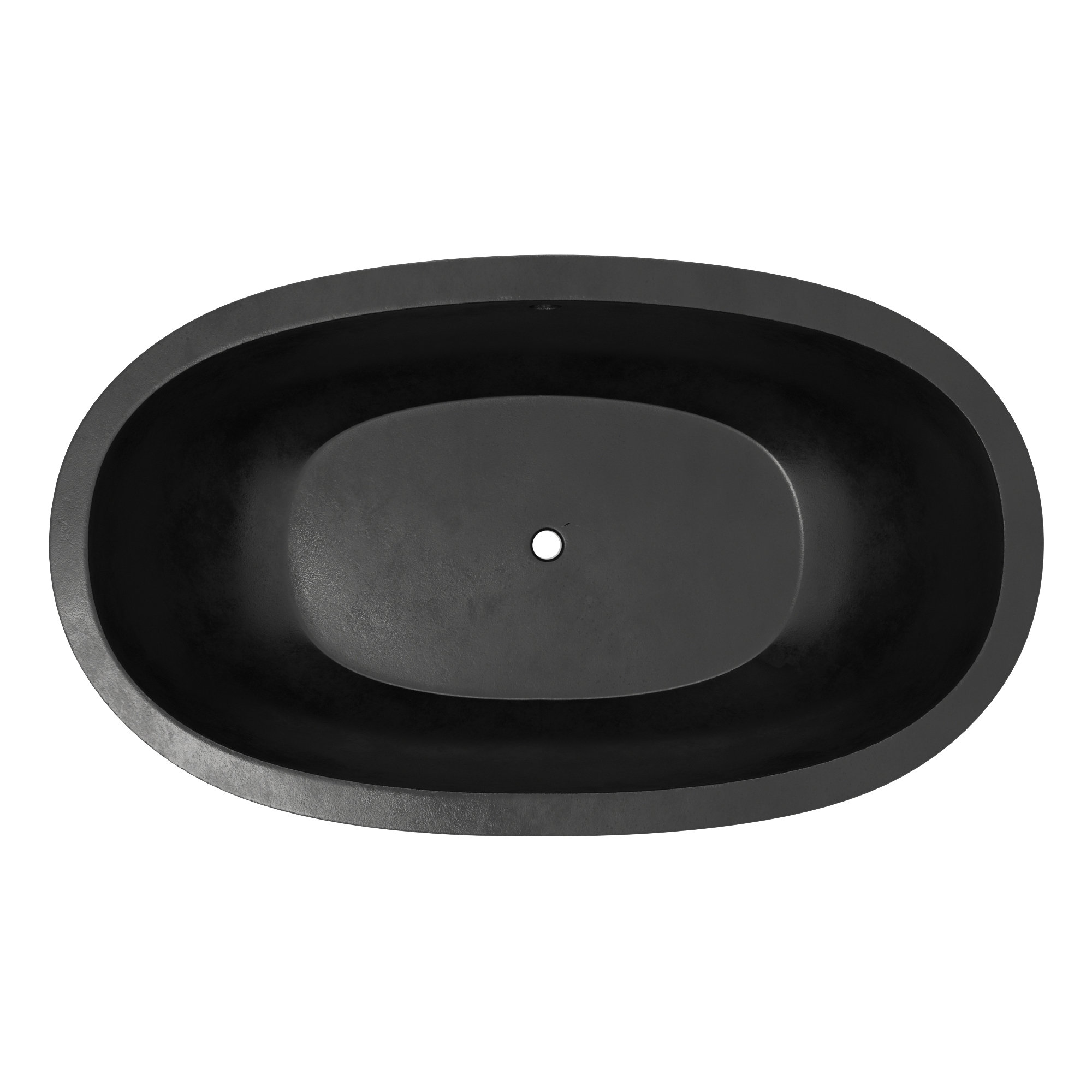 Avalon NativeStone Concrete Freestanding Oval Soaking Bathtub, Charcoal, 21" H x 36" W x 62" L