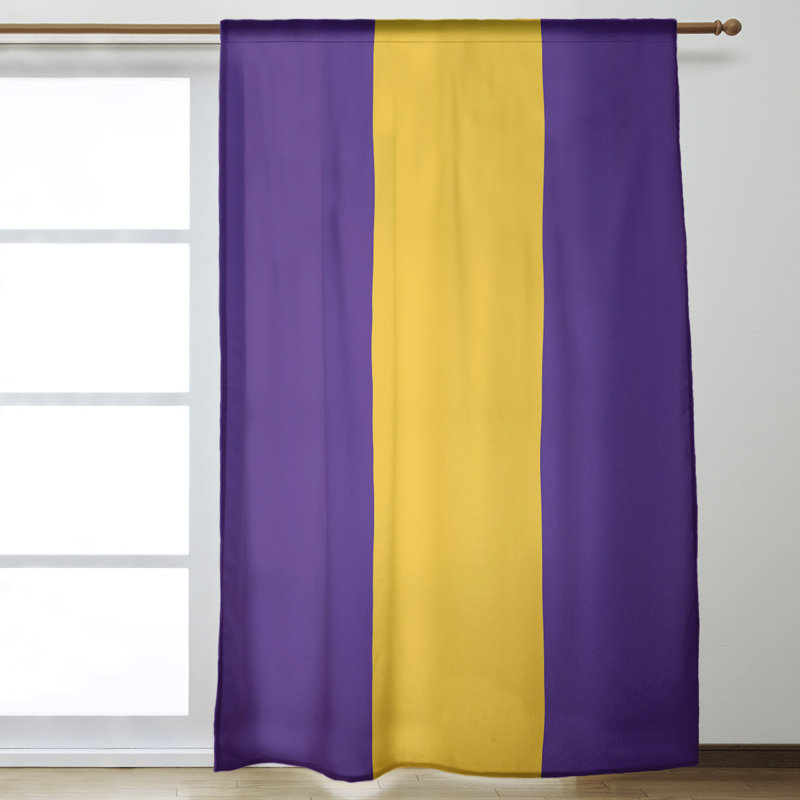 Sateen Room Darkening Curtain Single Panel, Purple/Gold