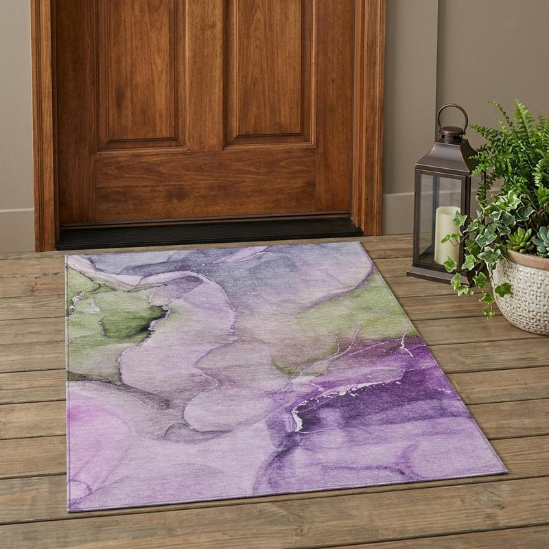 Tapis extérieur lavable antidérapant 3 pi x 5 pi mauve