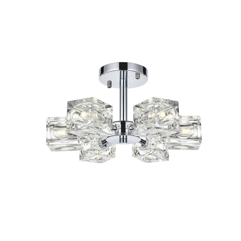 Yil Glass Semi Flush Mount, Chrome