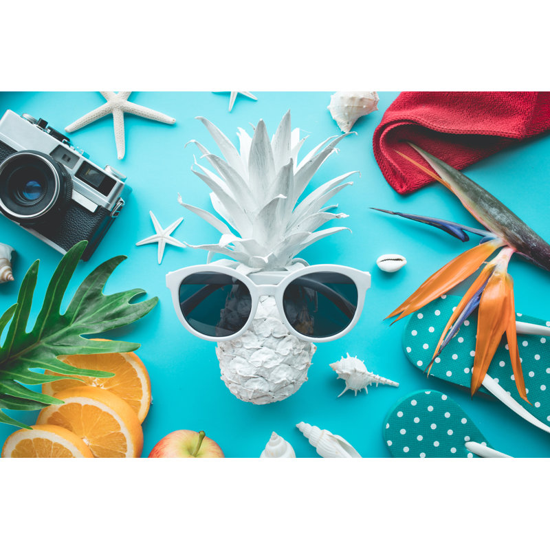 Highclere Pineapple With Sunglasses - Wrapped Canvas Print, 20cm H x 30cm W x 3.8cm D