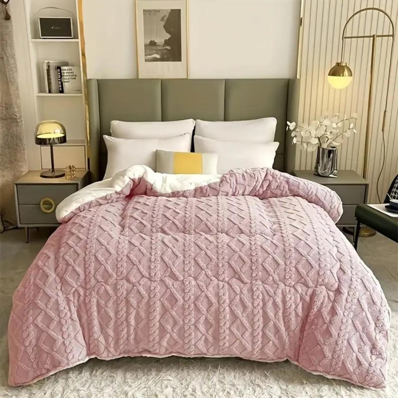 Ensemble d'édredon 2 pièces Warm and Thick, Rose