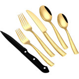 48-Piece Hammered Stainless Steel Silverware Set With Steak Knives, Dishwasher Safe Flatware For 8, Includes Forks, Spoons, And Knives For Home And Hotel Use