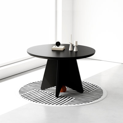 White Ash Wood Round Dining Table In Black Ash Round Solid Wood Dining Table