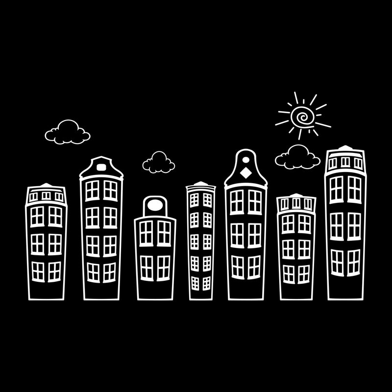 Adhésif décoratif City doodled, H 46 po x l 75 po, Blanc