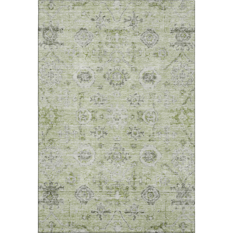 Premium Machine Washable Konopka AMF1110 Damask Rug, Rectangle 8' x 10'