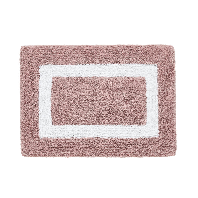 Atle Reversible Cotton Tufted Bath Rug Set, 3PC (17" x 24" | 21" x 34" | 24" x 40"), Pink/White