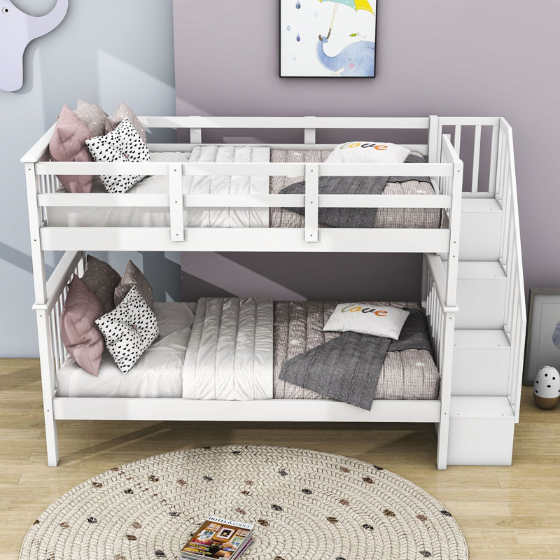 Desiderio Kids Twin Over Twin Bunk Bed, White