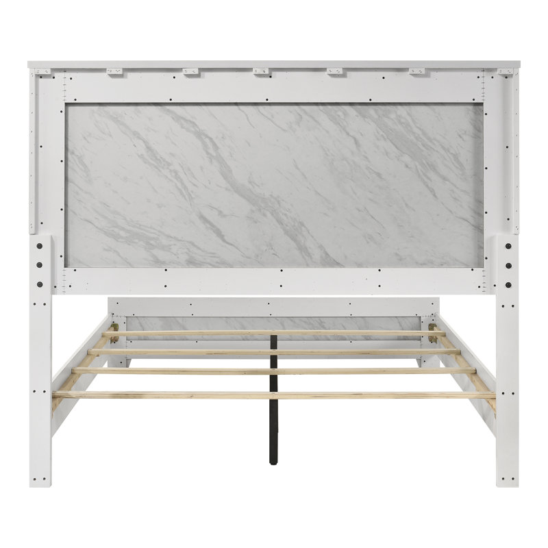 Bains Faux Marble Inset 3-Piece Bedroom Set, 3 Pieces: Bed, 2 Nightstands, Full