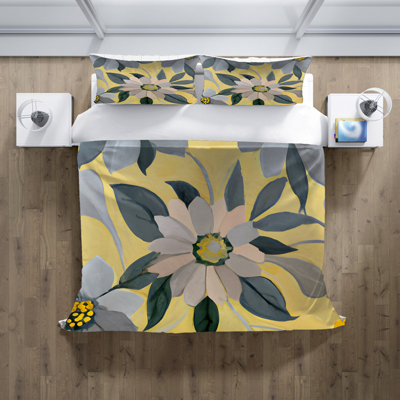 Polyester Floral Duvet Cover, King Duvet Cover + 2 King Shams