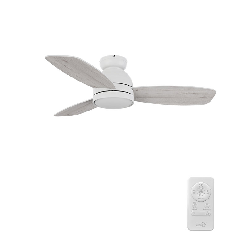 Ventilateur de plafond encastré moderne à 3 pales 44 "avec lumière Irme , Blanc, Gris