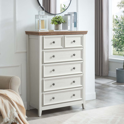 Modern 6-Drawer Dresser with Spacious Storage, Ideal for Living Room and Farmhouse Decor, Beige Finish
