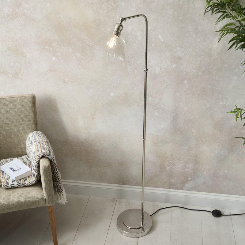 Hovey Avriett 142cm Task Floor Lamp, Bright Nickel, Sliver
