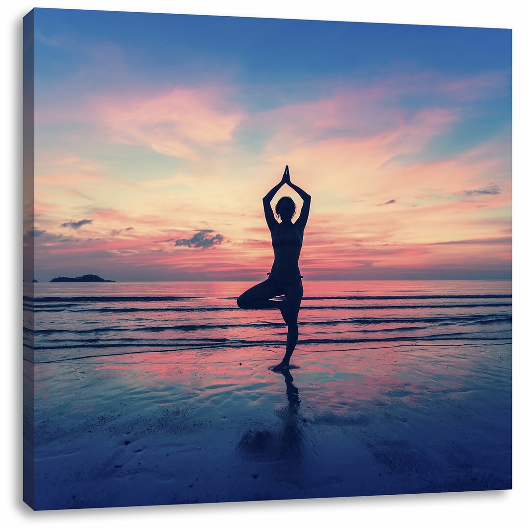 Leinwandbild Yoga am Strand