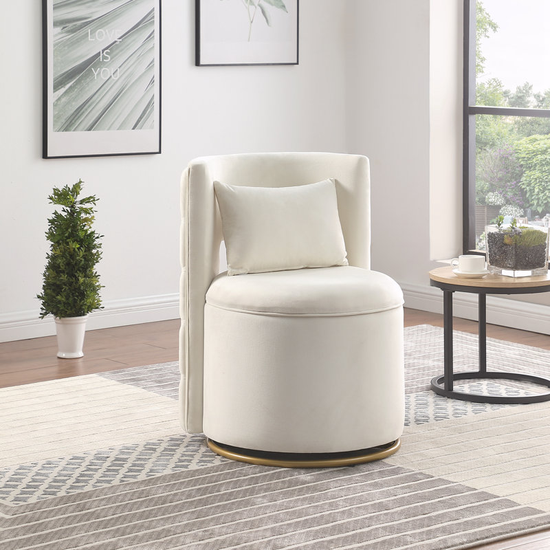 Fauteuil d'appoint pivotant à 360 ° avec fonction de rangement, Blanc