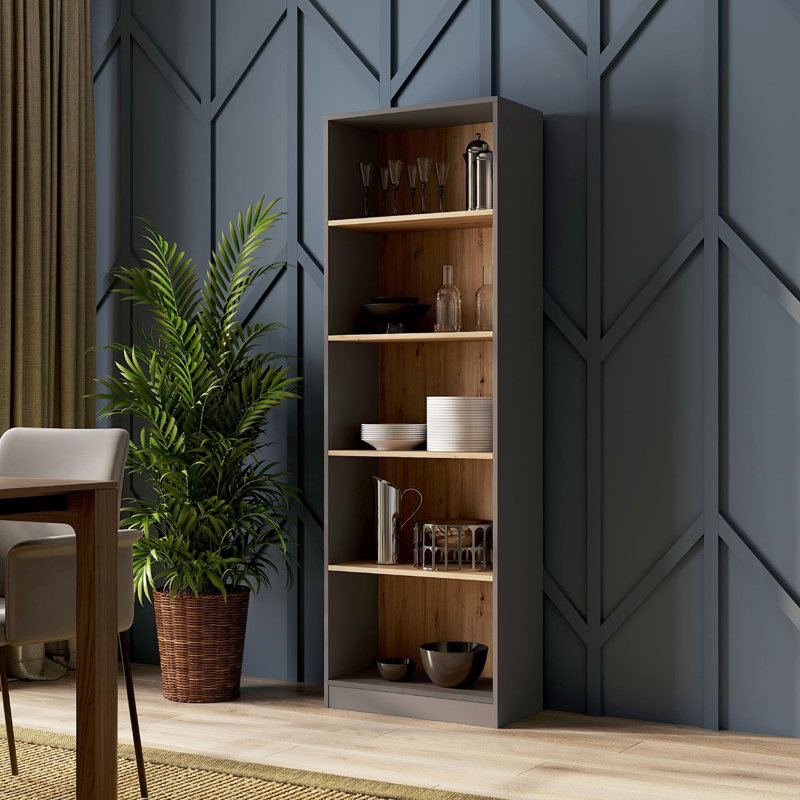 Paridhi Solid Wood Standard Bookcase - Tall Freestanding Book Shelf for Living Room, Study and Bedroom, Wooden Shelving Unit Book Case