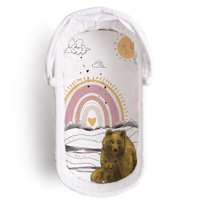 JumpOff Jo - Hypoallergenic Fitted Bassinet Sheet for Baby Boys & Girls - Rectangular, Hourglass & Oval Crib Compatible, Soft, Breathable, Machine Washable - Rainbow Bears