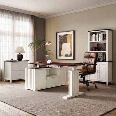 Ensemble de mobilier de bureau: bibliothèque + bureau debout en L + classeur, solution unique pour un espace de bureau élégant