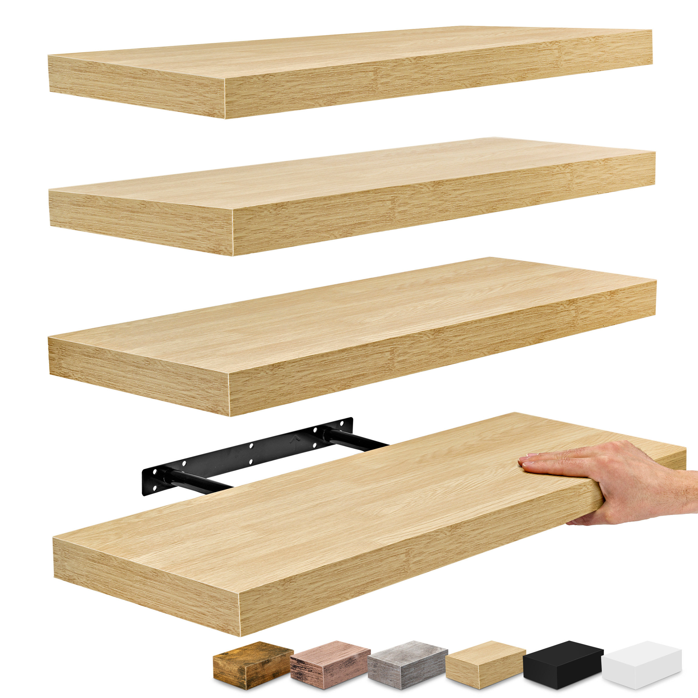 Floating Shelves with Invisible Mounting Set of 4 | Wayfair