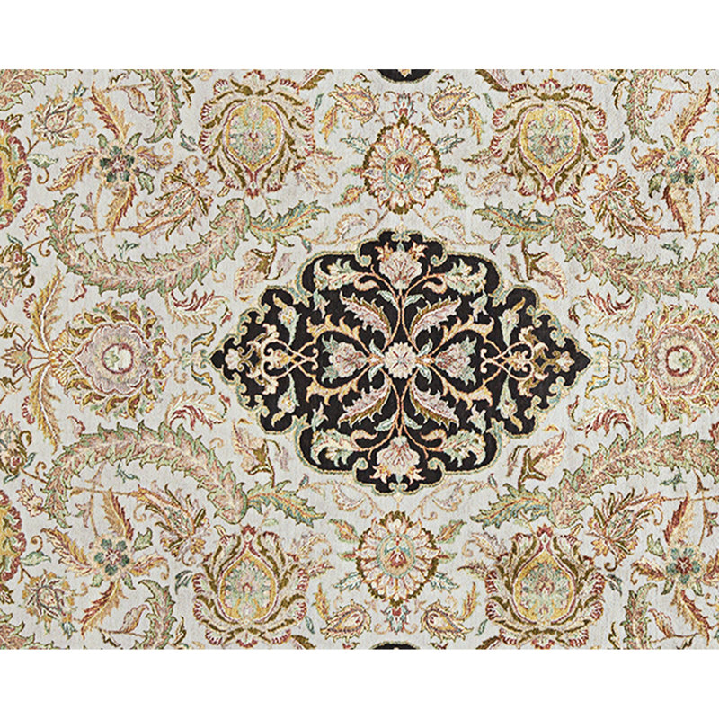 Tapis gris et noir noué à la main de haute qualité